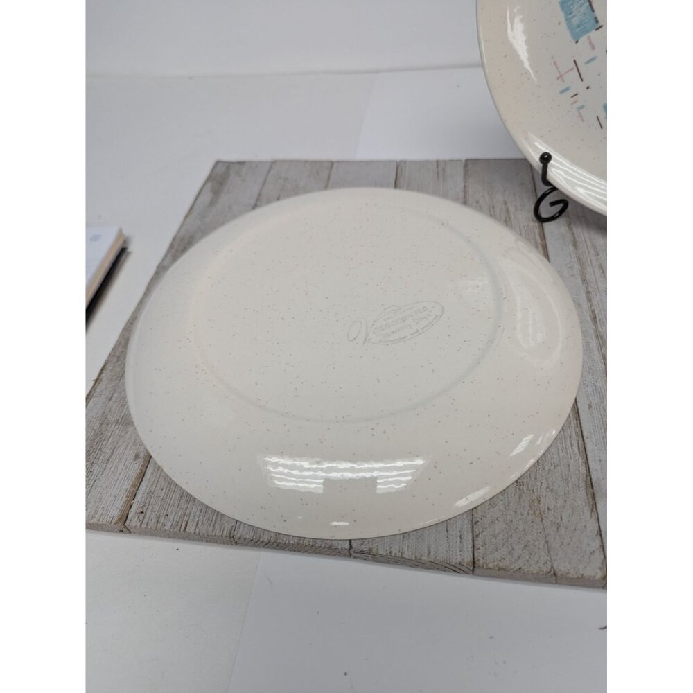Vintage Set of 2 Vernonware Metlox Heavenly Days 10" Dinner Plates MCM - Picture 5 of 8